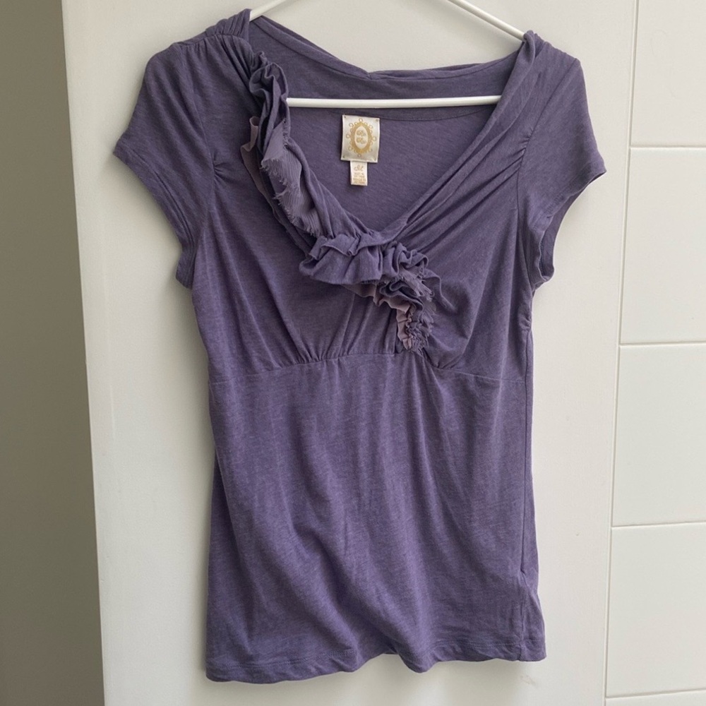Anthropologie Rio Rao Ruffled Purple Women's Top Size M